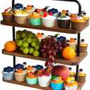 Acacia Wooden Cupcake Display Riser Stand Three Tiered Essential Oil Risers Display Candle Perfume Stand Small Chees Party Decor Dessert Table Display Set 3 Layers