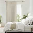 Pinch Pleat Full Blackout Curtain Panel Thermal Insulated Drapery with Blackout Liner for Farmhouse Living Room Bedroom Window Treatment Sets with Hooks, Sand/Linen, 60"x112"x1