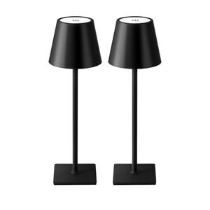 KDG 2 Pack Cordless Table Lamp, Portable LED Desk Lamps, 5000mAh Battery Operated, 3 Color Stepless Dimming Up, for Restaurant, Bedroom, Outdoor Camping, Coffee Shop, Night Light, Rechargeable (Black)