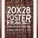 20x28 Poster Frame, Solid Wood 20x28 Frame with Mat for 16x24 Photo, Large Picture Frame 20x28-Horizontal and Vertical Wall Hanging for Home, Exhibition, Caffe(Brown)