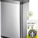 EKO Mirage-X 47 Liter / 12.4 Gallon Touchless Rectangular Motion Sensor Trash Can with Removable Liner, Brushed Stainless Steel Finish