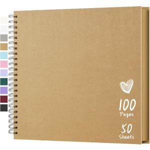 Scrapbook 12x12 Inch DIY Scrapbook Album Hardcover Kraft Paper Scrap Book Photo Albums 100 Pages Perfect for 4x6 / 5x7 / 6x8 Photos Memory Book for Family, Wedding