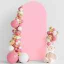 Wokceer 6FT Wedding Arch Cover Spandex Fitted Wedding Arch Stand Covers Round Top Chiara Arch Backdrop Cover for Birthday Party Ceremony Banquet Decoration Pink