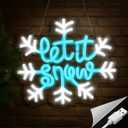 Baquler 10" Winter Snowflake LED Neon Sign Winter Let It Snow Lights Decorations Window Christmas Snowflake Party Neon Lights LED Wall Decor for Xmas Party Gift Home Bedroom