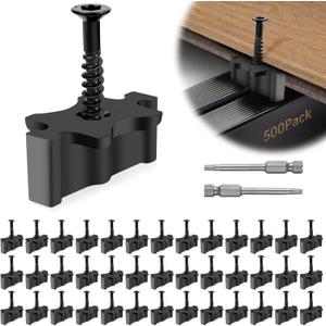 500 Pack Hidden Deck Fasteners for Composite Decking Board, Composite Decking Clips with Metal Deck Screws, Universal Composite Hideaway Fasteners Plastic Clips for Deck Boards