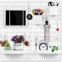 Pegboard Combination kit, 4 Pegboards and 12 Accessories Modular Hanging for Wall Organizer,Suitable for Wall Storage,Crafts Organization,Decorative Display,11''x11'' Each