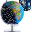 USA Toyz Illuminated Globe for Kids Learning- 3-in-1 STEM Globes of the World with Stand, Constellation Map, Built-in LED Night Light Desk Globe Lamp, Non-Tip Metal Base, 9.75 Tall, 7 Inch Diameter (7.2" Diameter)