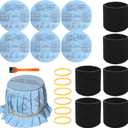 19 Pcs Reusable Vacuum Filter Kit for 5-Gallon+ Wet/Dry Vacuums (6 Foam Sleeve Filters 90585, 6 Dry Filter Discs 90107, 6 Retaining Bands, 1 Brush -Compatible with Shop-Vac, Genie, VacMaster)