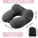 Sintuff 2 Pack Inflatable Travel Pillow for Airplanes Inflatable Neck Flight Pillows with Compact Bag and Blindfold for Traveling, Airplane, Train, Car, Office(Dark Gray and Light Pink)
