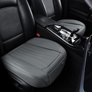 BWTJF Gray Car Seat Cover 2 Pack, Universal Leather Front Seat Covers Bottom Protector, Anti-Slip and Full Wrapping Edge Compatible with Most of Vehicles - SUVs/Sedans/Pickup Trucks