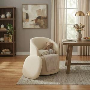 KISLOT Upholstered Dining Chairs with Casters, No Assembly Rolling Modern Dining Room Chairs with Hidden Storage & Barrel Backrest, Accent Chair for Bedroom, Living Room, Dressing, Sand, Set of 1