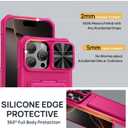 SSLOTSCASE for iPhone 16 Pro Case with Card Holder & Camera Stand & Kickstand & Slide Camera Lens Cover, Multifunctional Wallet Rugged Protective Phone Case Cover for iPhone 16 Pro 6.3'' 5G 2024, Pink