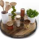 Acacia Wood 16" Lazy Susan Turntable Organizer for Table Top, Farmhouse Large Round Lazy Susan for Cabinet Kitchen Centerpieces Dining Table, for Condiments Charcuterie, Bathroom Vanity Tray Decor
