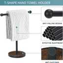 YINMIT Hand Towel Stand, T-Shape Height 15 Wood Countertop Towel Holder Stand, Hand Towel Rack with Heavy Base for Bathroom Kitchen Countertop Vanity