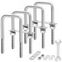 M10 Square U-Bolts 2 inch Wide 4 Sets 304 Stainless Steel Trailer U Bolts Clamp Include Wrench (M10x2-1/16 Wx 4-1/2"L)