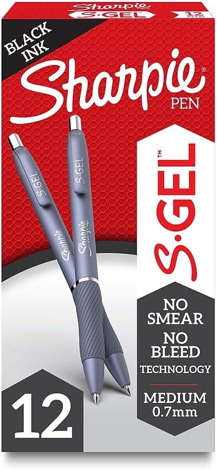 Sharpie S-Gel, Gel Pens, Medium Point (0.7mm), Black Gel Ink Pens, 12 Count (12 Count, Frost Blue)