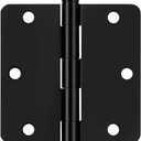 Probrico Interior Black Door Hinges, 3.5 X 3.5 Inch Round Door Hinges with 1/4" Radius Corners, Black Hinges for Doors, 30 Pack