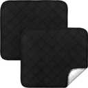 Waterproof Chair Pads for Incontinence 18" x 16", 2 Pack Non Slip Absorbent Wheelchair Reusable Seat Protector, Washable Seat Covers for Chairs, Black