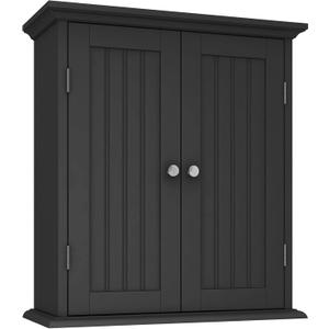 ChooChoo Bathroom Wall Cabinet, Over The Toilet Space Saver Storage Cabinet, Medicine Cabinet with 2 Door and Adjustable Shelves, Cupboard, Black