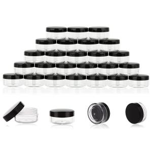 ZEJIA 10 Gram Sample Containers, 40 Count Cosmetic Containers with Lids, Refillable Empty Sample Jars, Small Plastic Containers with Lids (Black)