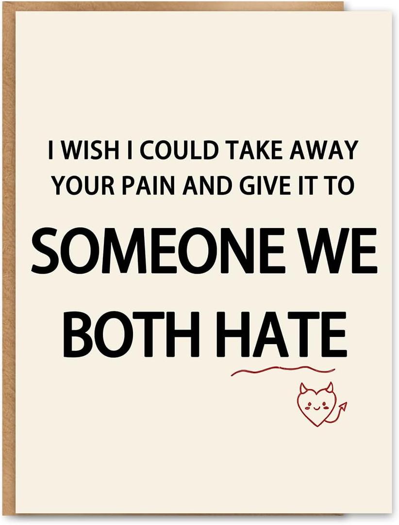 2 x Funny Encouragement Card, Get Well Soon Card, Cheer Up Card, Emotional Support Gift, Sarcastic Funny Gift for Women and Men, Blank Inside, with Kraft Envelope and Gold Seal Sticker