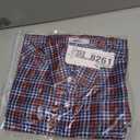 Mens Gingham Button Down Shirt Long Sleeve Dress Shirts Business Casual Shirts with Pockets (Large, Red/Blue)