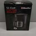 Mueller 12-Cup Drip Coffee Maker - Borosilicate Carafe, Auto-Off, Reusable Filter, Anti-Drip, Keep-Warm Function, Clear Water Level Window Coffee Machine, Kitchen Essentials & Accessories (Black)