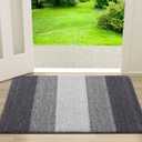 Kitinjoy Indoor Outdoor Door Mat, 30x17 Non-Slip Absorbent Dirt Trapper, Low-Profile Washable Inside Entrance Front Floor Mat, Sturdy Soft Entry Doormats for Entryway, Grey