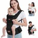 Baby Carrier with Hip Seat, 6-in-1 Baby Carrier Newborn to Toddler, Forward-Facing Carry for Active Babies, Adjustable Detachable Infant Carrier, Hands-Free Baby Holder (Black)