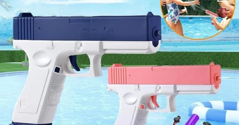 2Pcs Electric Water Guns Water Gun Electric Water Gun Gun Toy High Capacity 500+ Range Up to 32 FT Range Summer Outdoor Swimming Pool Water Toy for Adults Kids - Blue Pink