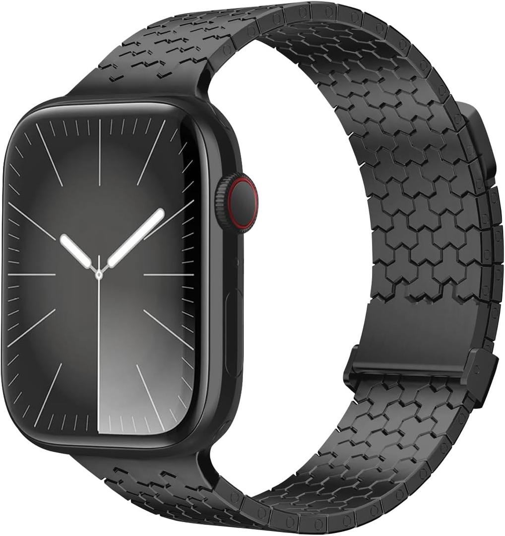 Y-Letter Magnetic Bands for Apple Watch Band 49mm 46mm 45mm 44mm 42mm, Stainless Steel Adjustable Metal Strap for Apple Watch Ultra 3 2 1 & iWatch Series 11/10/9/8/7/6/5/4/3/2/1/SE (Black)