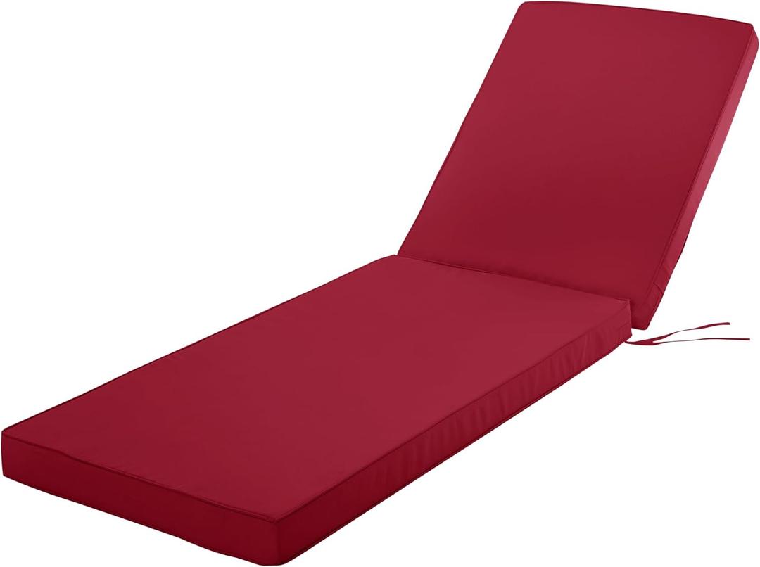 Chaise Lounge Cushion for Outdoor Furniture, Waterproof Fade and Tear Resistant Lounge Deck Chair Cushions for Patio Lawn Pool Resort Hotel, 72x21x3 Inch, Burgundy