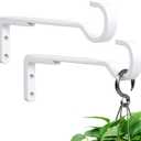 Saffruff 8 Inch 2 Pack White Heavy Duty Outdoor Plant Hangers, Iron Hanging Plant Brackets for Hanging Plants Outside, Metal Plant Hooks Plant Wall Hooks for Hanging Lantern, Bird Feeder