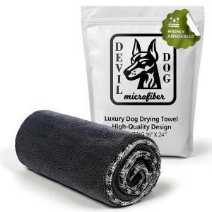 Premium Drying Towel – Small 16" x 24" Super Absorbent Microfiber Dog Bath Towel – Quick Dry, Soft & Durable Dog Towel for Drying Dogs – 1200 GSM Gray for Beach, Camping & Travel