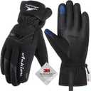 Achiou Ski Snow Gloves Winter Warm 3M Thinsulate Waterproof Touchscreen Men Women (Medium, New Black)