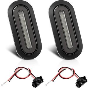 6 Inch Oval LED Trailer Tail Lights, 114 LEDs Smoked Lens Red Stop Turn Signal Running Brake Lights Waterproof 12V-24V Universal Tail Lights for Trailer Truck RV Van UTV (2 Pack)