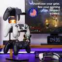 OAPRIRE 3 Tier Acrylic Controller Stand | Gaming Gear Organizer, Universal Controller Holder with Wide Reinforced Base, 360 Rotation, Built-in Cable Management Hole, Black