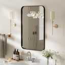 ROOMTEC Black Bathroom Mirrors for Wall, 24X36 Inch Rounded Rectangle Mirror, Matte Black Bathroom Vanity Mirror, Metal Framed Wall-Mounted MirrorHorizontally or Vertically