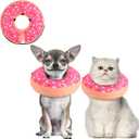 Supet Inflatable Dog Cone Collar for Small Dogs Puppies Cats, Soft Dog Cone Alternative After Surgery for Puppies Cats to Stop Licking (XS(Neck 4"-7"), Donut Pink)