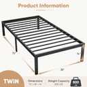 DUMOS Twin Size 14 Inch Bed Frame - Metal Platform Bed Frame Mattress Foundation with Steel Slat Support, No Box Spring Needed, Storage Space Under Base, Easy Assembly, Black