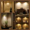 3Pcs Battery Operated Picture Light, Magnetic Led Painting Light with Remote Dimmable and Timer, 3 Lighting Modes Art Display Light for Picture Frame Paintings, Wireless Wall Decor Puck Lights, Gold