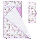 Toddler Nap Mat for Girls Floral, Toddlers Sleeping Mat with Fleece Blanket, Lightweight Perfect for Toddlers Preschool, Daycare, Travel Sleeping Bag, Fit Standard Cot