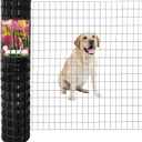 Black PVC Coated Welded Wire Fence 48 Inch x 50 Foot, 2 Inch x 3 Inch 16GA, Garden Border Fencing Roll Vinyl Coating Metal Wire Mesh for Yard Vegetable Plant Protection Poultry Netting (2''x3'' 16GA 48''x50')