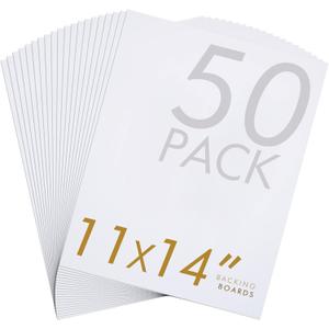 Falling in Art 50 Pack Acid-Free Mat Boards - 11x14 Uncut White Backing Boards, 4 - Ply Thickness Backer Boards for Photos, Pictures, Frames, Artworks and Prints