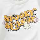 Toddler Girl Halloween Outfit Ghost/Pumpkin Sweatshirt+Embroidered Pattern Skirt 1-6Y (White)