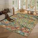 Washable Area Rugs, 5' x 7' - 1/6 Thick - Stain & Water Resistant Non-Slip - Perfect Resistant Rug for Living Room, Bedroom, Nursery, Pet & Child Friendly, Vibrant Colors Rugs, Multicolor