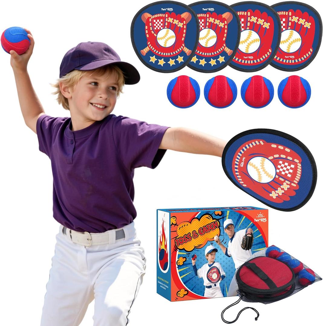 Toss and Catch Ball Game Set for Kids,Easter Basket Stuffers Outdoor Games for Family, Toddler Baseball Glove & Catch Ball Toys, for Ages 3 4 5 6 7 8-12 Year Old