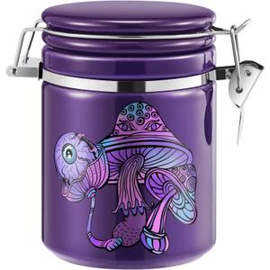 Smell Proof Container (500ml - 1 Oz), Mushroom Stash Jar Airtight Container -Separate Space for Humidity Pack, Smell Proof Jar Stash Container Cute Storage Box Case, Clay Odor Proof Container, Purple