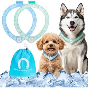 EXPAWLORER Dog Cooling Bandana 2 Pack - PCM Physical Instant Cooling Dog Scarf, Chill Out Pet Cool Bandanas Summer Ice Neck Cooler Kerchief Vest for Small Medium Large Dogs, Blue & Green M