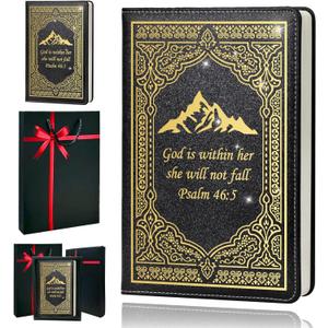 Bible Journal,Journal for Women,A5 Hardcover Leather Journal - 200 Pages Premium Paper Notebook,Christian Journal Notebook for School, Work, Black